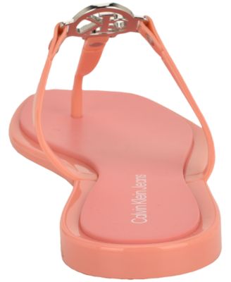 Women's Ellye Logo T-Strap Flat Slip-On Sandals