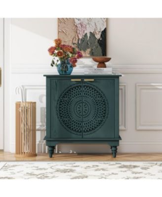 CASAINC Hollow-Carved 2 Door Accent Cabinet Sideboard Buffet Storage Cabinet with Adjustable Shelf