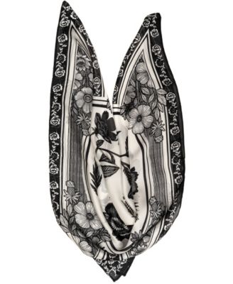 Woodcut Floral Square Scarf