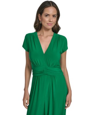 Women's Shirred Front V-Neck Jumpsuit