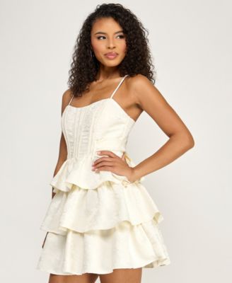 Juniors' Sweetheart Neck Tier Dress
