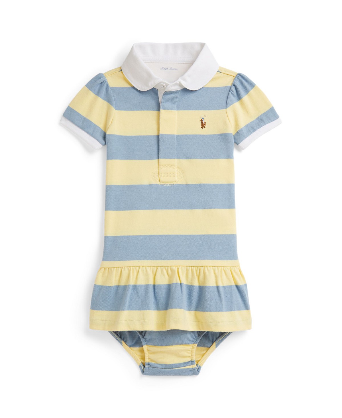 Детские Polo Ralph Lauren Baby Girls' Striped Rugby Dress and Bloomer — фото 1