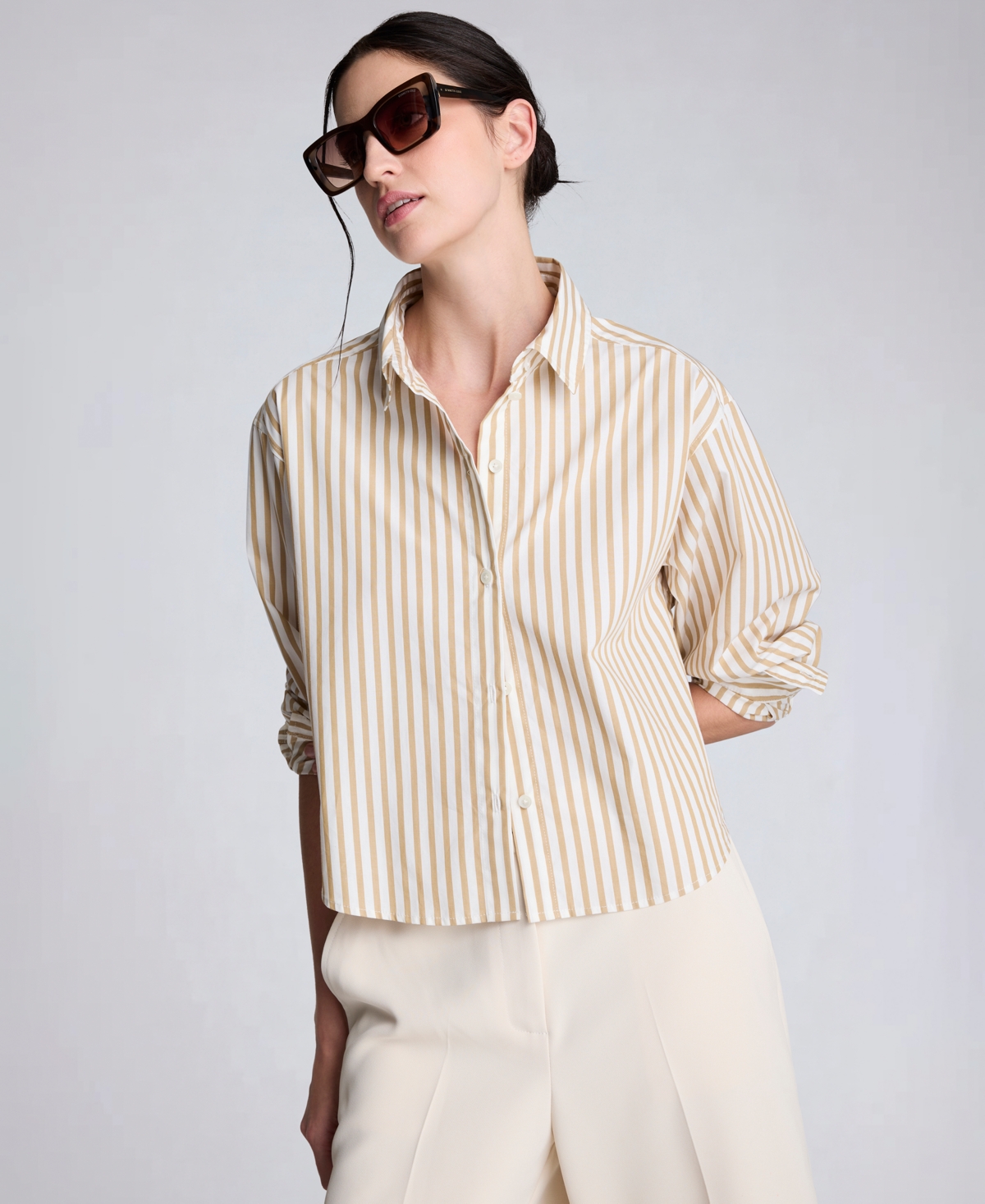 Kenneth Cole Women's Button-Front Cropped Shirt