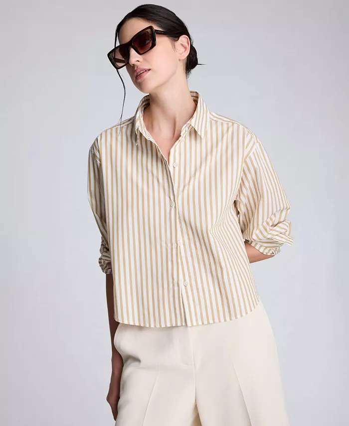 Women's Button-Front Cropped Shirt - thumbnail 3
