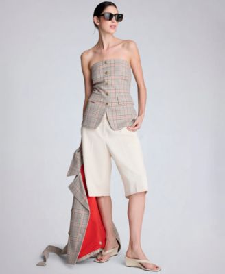 Women's Strapless Button-Front Shirt Vest