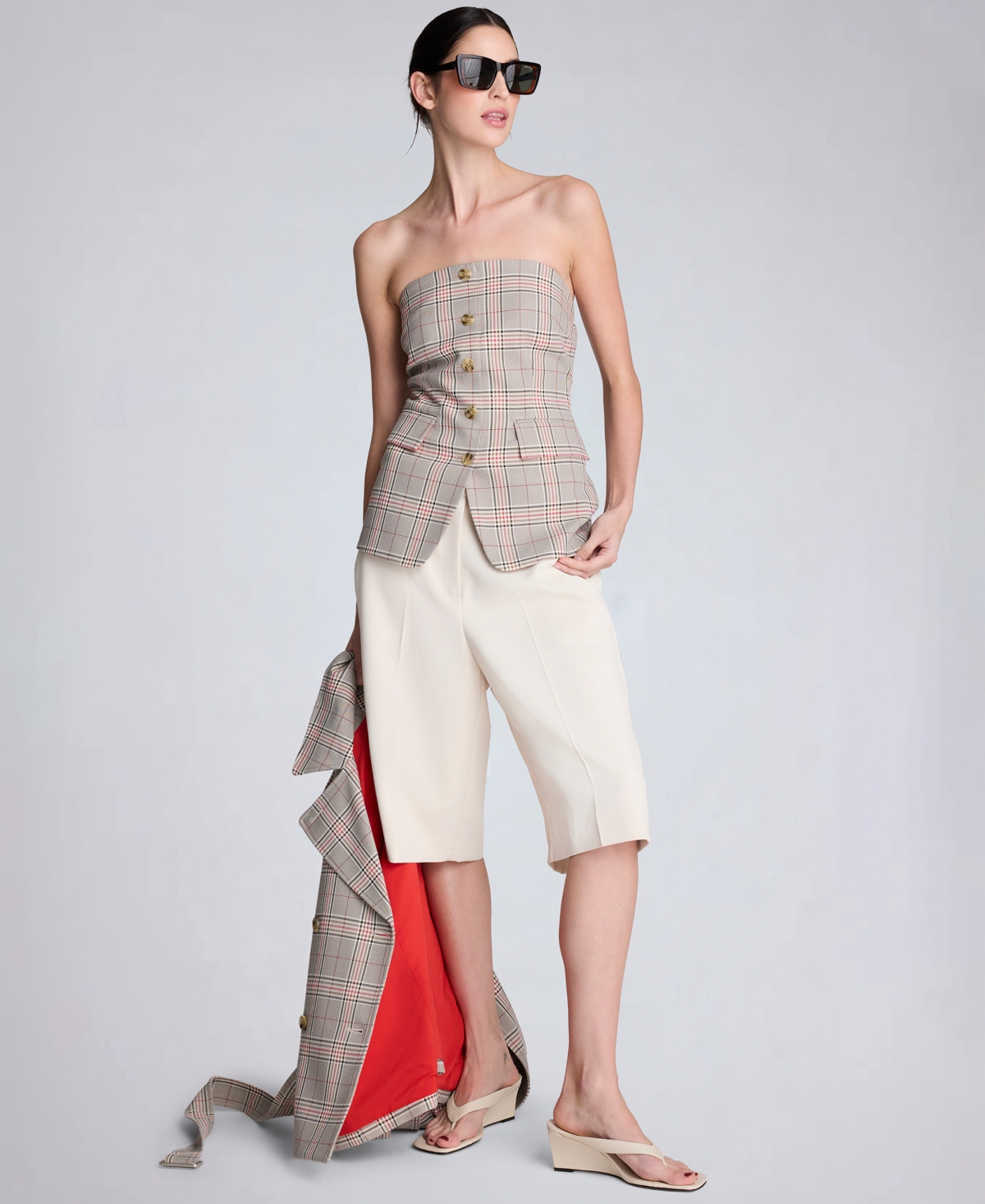 Kenneth Cole Women's Strapless Button-Front Shirt Vest