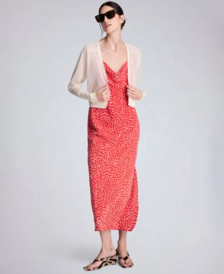 Women's Polka Dot Cowl Neck Maxi Slip Dress