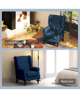 Button-Tufted Accent Chair with High Wingback, Rounded Cushioned Armrests