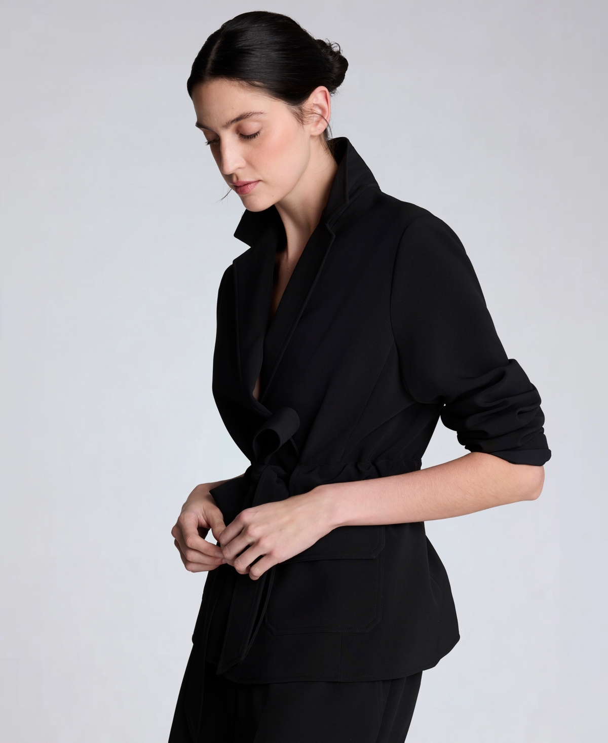 Kenneth Cole Women's Notch Collar Vision Twill Belted Jacket