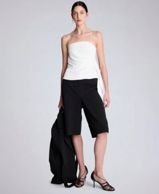 Women's Sleeveless Draped Front Bustier Crop Top