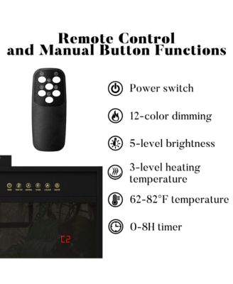 23.6 Inch Embedded Electric Fireplace ---Black crystal | 12 color flame | 5 brightness levels | high and low heat+constant temperature