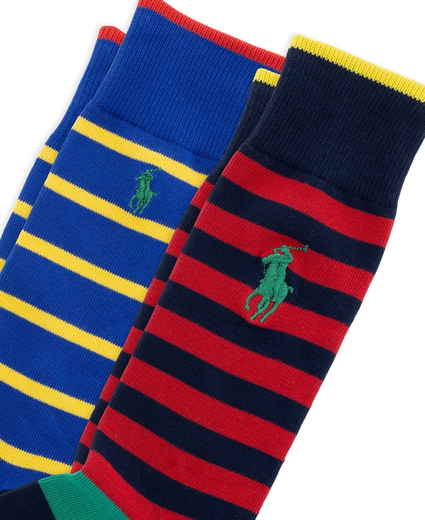 Носки Stripes для мужчин, средней высоты, 2 шт. — Polo Ralph Lauren, цвет: Красный / Зелёный — фото 2