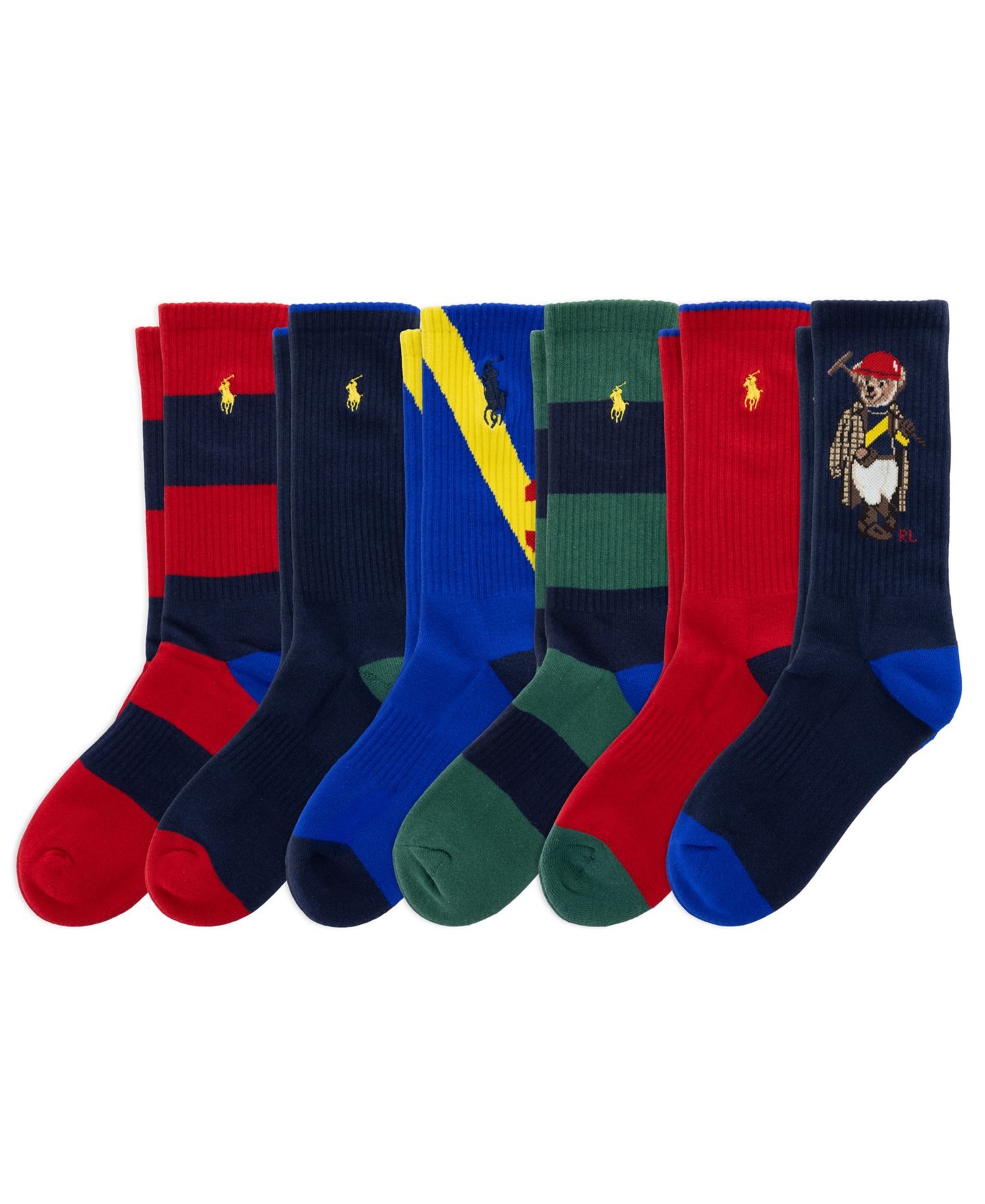 Носки Color-Blocked для мужчин, 6 шт. — Polo Ralph Lauren, цвет: Красный / Тёмно-синий — фото 1