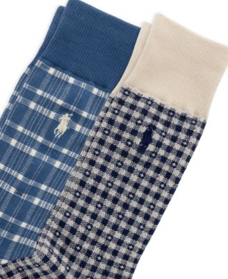 Men's Polo Novelty Plaid Crew Socks, 2-Pack