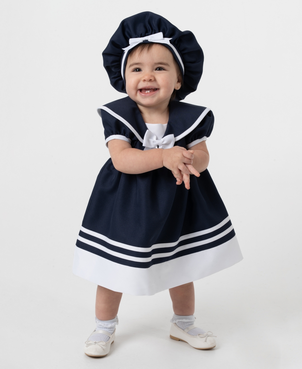 Rare Editions Baby Girls' Nautical Collar Dress, Panty and Hat, 3-Piece Set