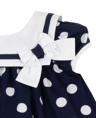 Baby Girls' Nautical Dot Round Neck Dress