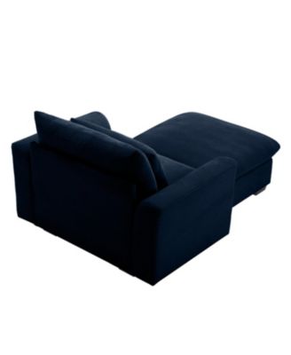 Blue Corduroy Modular Sofa with Ottoman