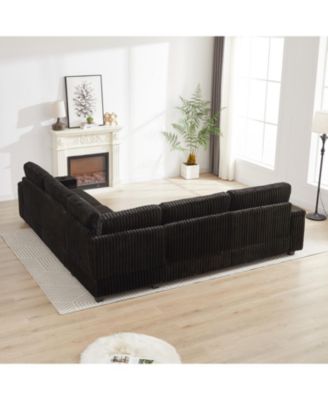 Oversized Corduroy Corner Sofa w/ Storage, USB, Cup-holder (Not Combinable