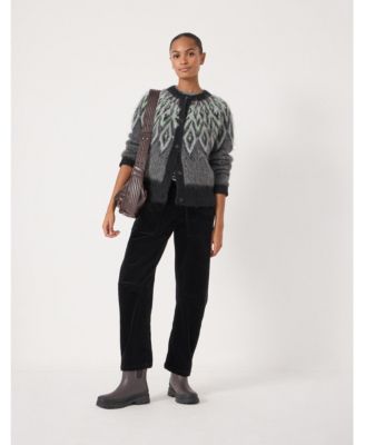 Women's Brushed Fair Isle Mohair Blend Cardigan