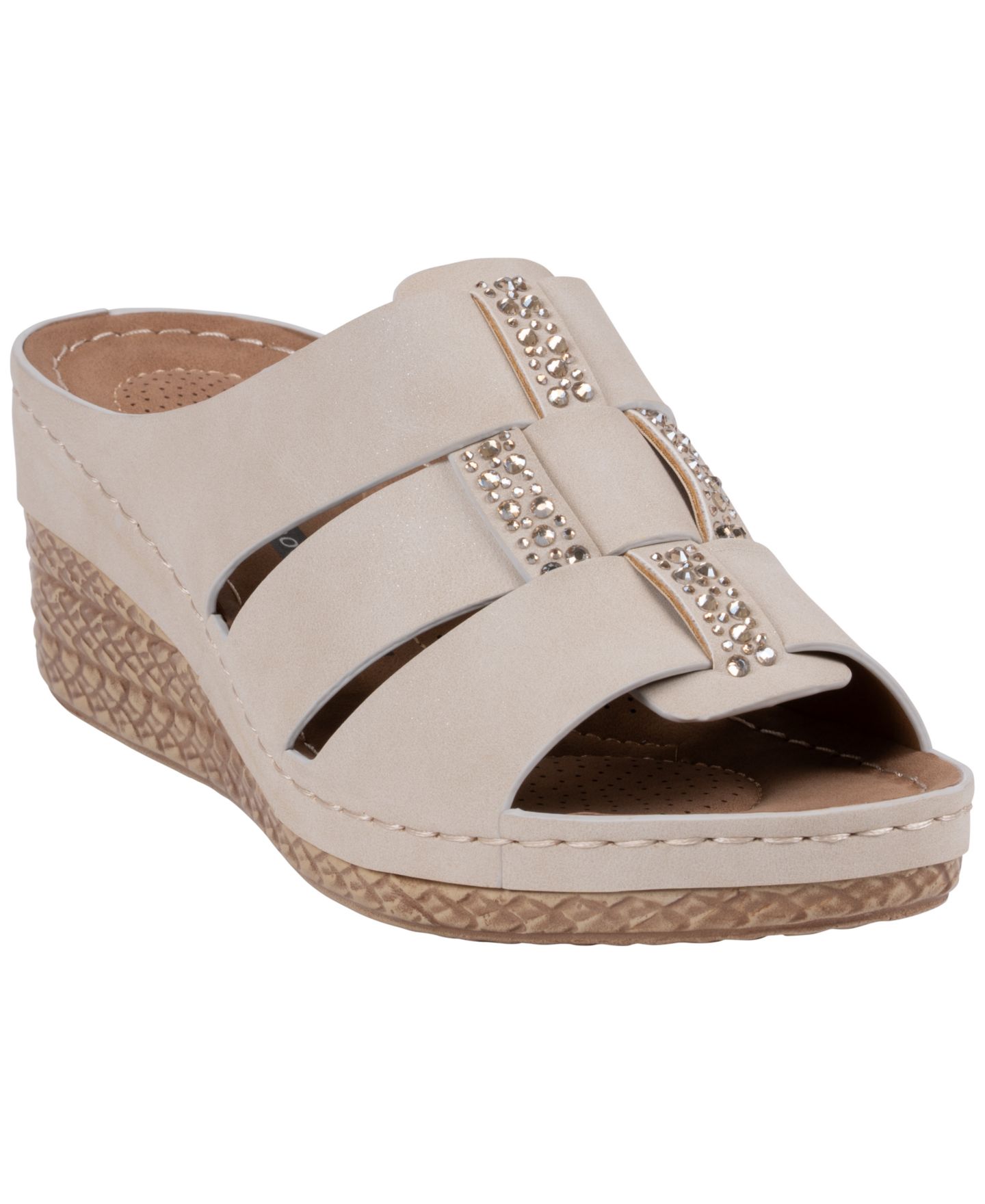 Женские сандалии GC Shoes Monte Embellished Wedge, цвет: Бежевый — фото 1