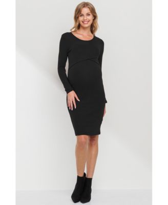 Maternity Long Sleeve Bodycon Nursing Dress