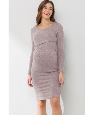Maternity Long Sleeve Bodycon Nursing Dress