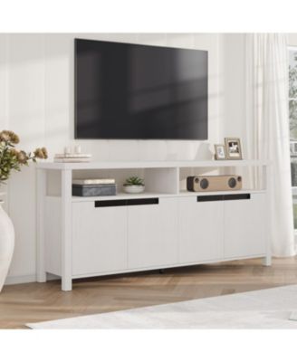 63" Tall Entertainment Center with Storage and Open Shelf Farmhouse TV Stand
