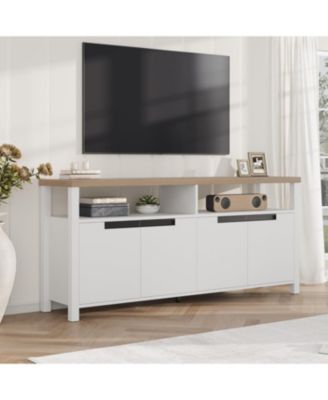 63" Tall Entertainment Center with Storage and Open Shelf Farmhouse TV Stand