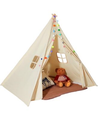 Kids Play Tent with Durable Frame Soft Mat and Decorative Accessories for Indoor and Outdoor Play
