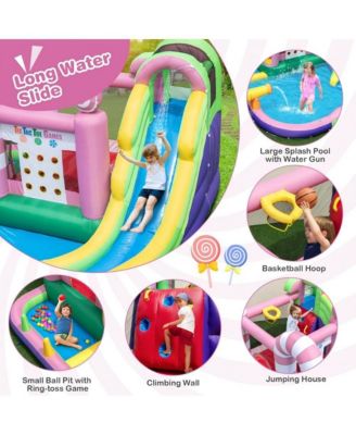 Inflatable Candy Water Park for Kids with Slide Splash Pool and Bouncy Play Zones