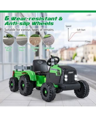 Kids 24V Ride On Tractor with Detachable Trailer Remote Control and Safety Features