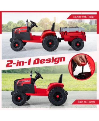 Kids 24V Ride On Tractor with Detachable Trailer Remote Control and Safety Features