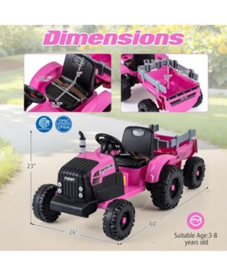 Kids 24V Ride On Tractor with Detachable Trailer Remote Control and Safety Features