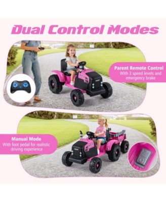 Kids 24V Ride On Tractor with Detachable Trailer Remote Control and Safety Features