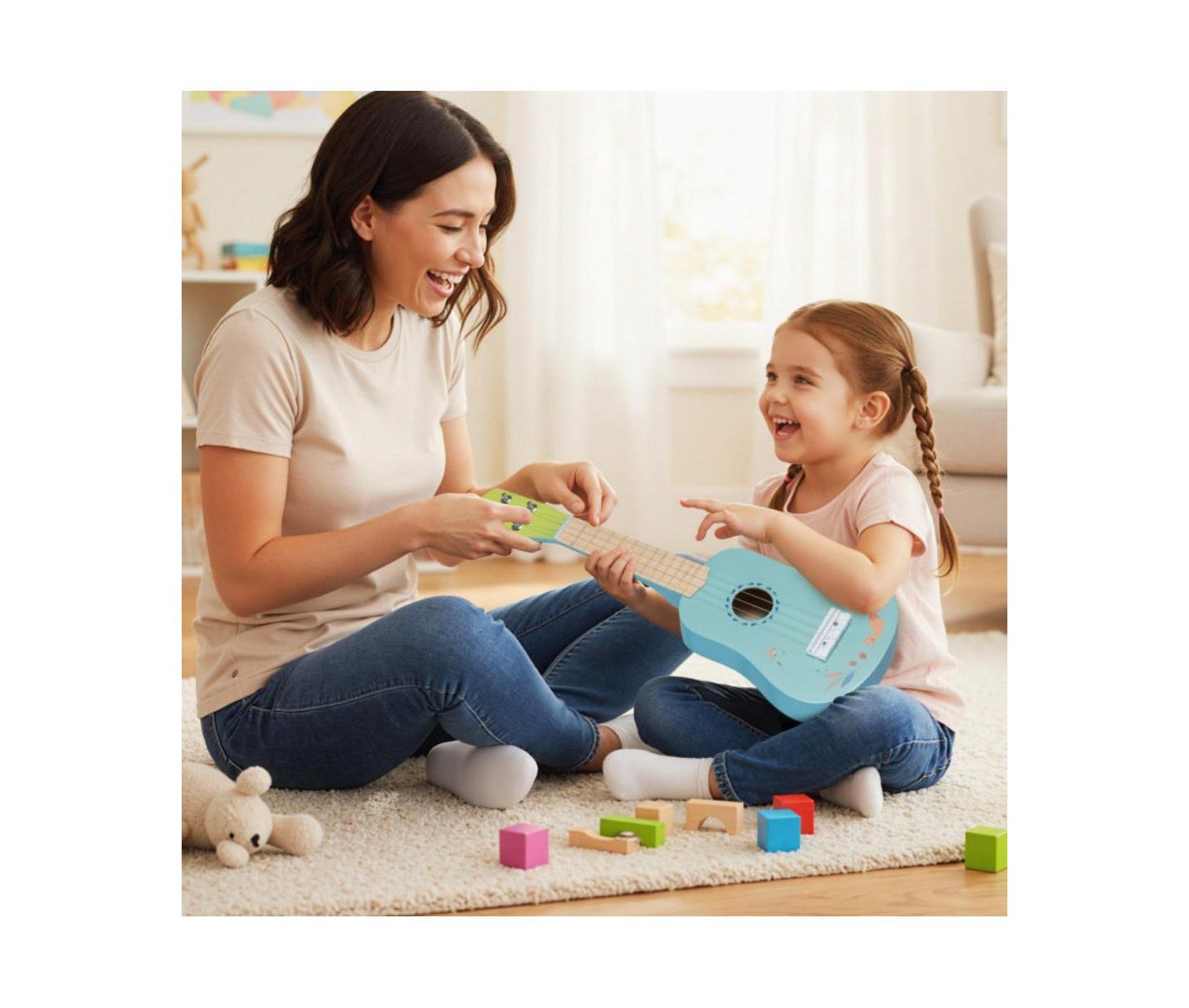 Детская игрушка HONGGE Kids Beginner Ukulele with Nylon Strings, 1-Piece Musical Toy, Ages 3+, цвет: Синий — фото 8