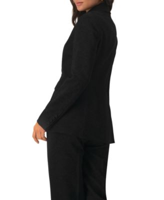 Women's Blazer with Pockets and Floral Accessory