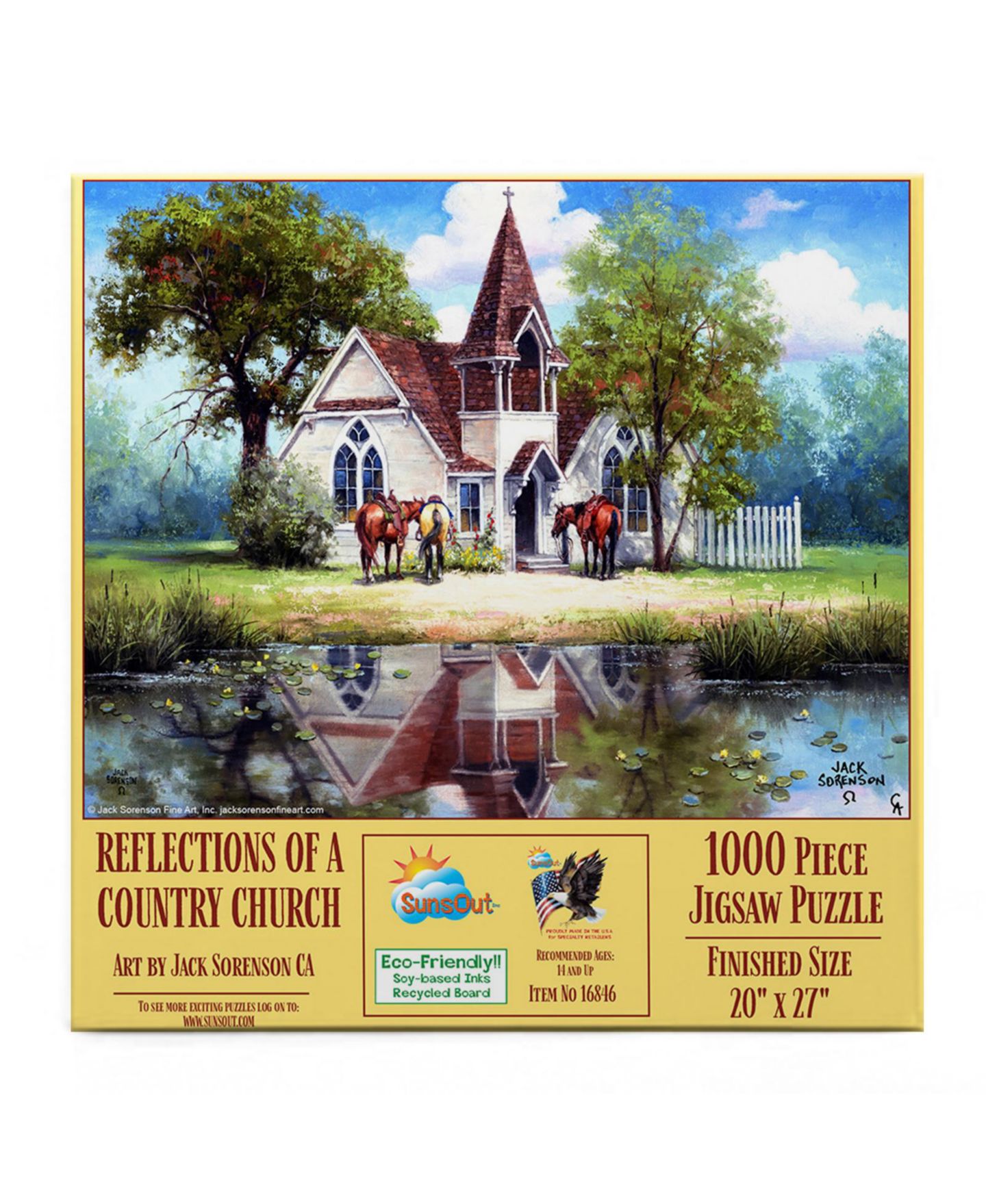 Детский пазл SunsOut Reflections of a Country Church 1000 Piece Interlocking Jigsaw Puzzle, от 15 лет — фото 2