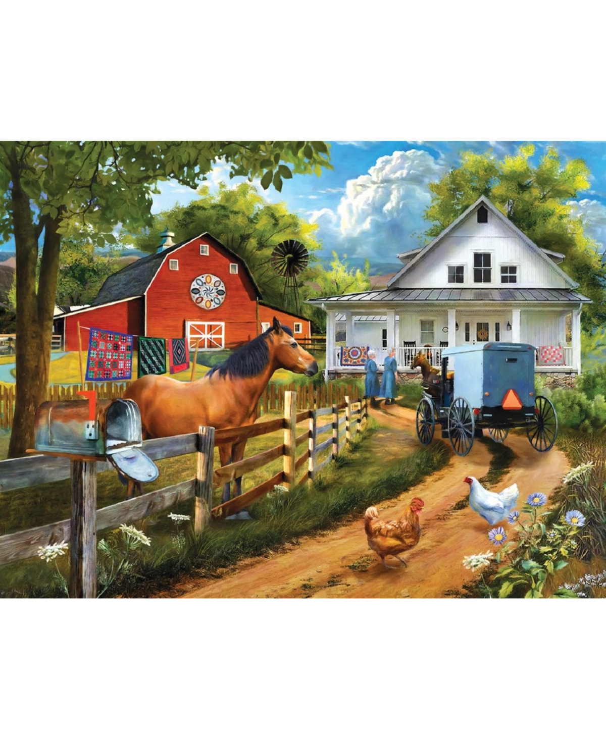 SunsOut Visiting Neighbors 300 piece Jigsaw Puzzle for Adults