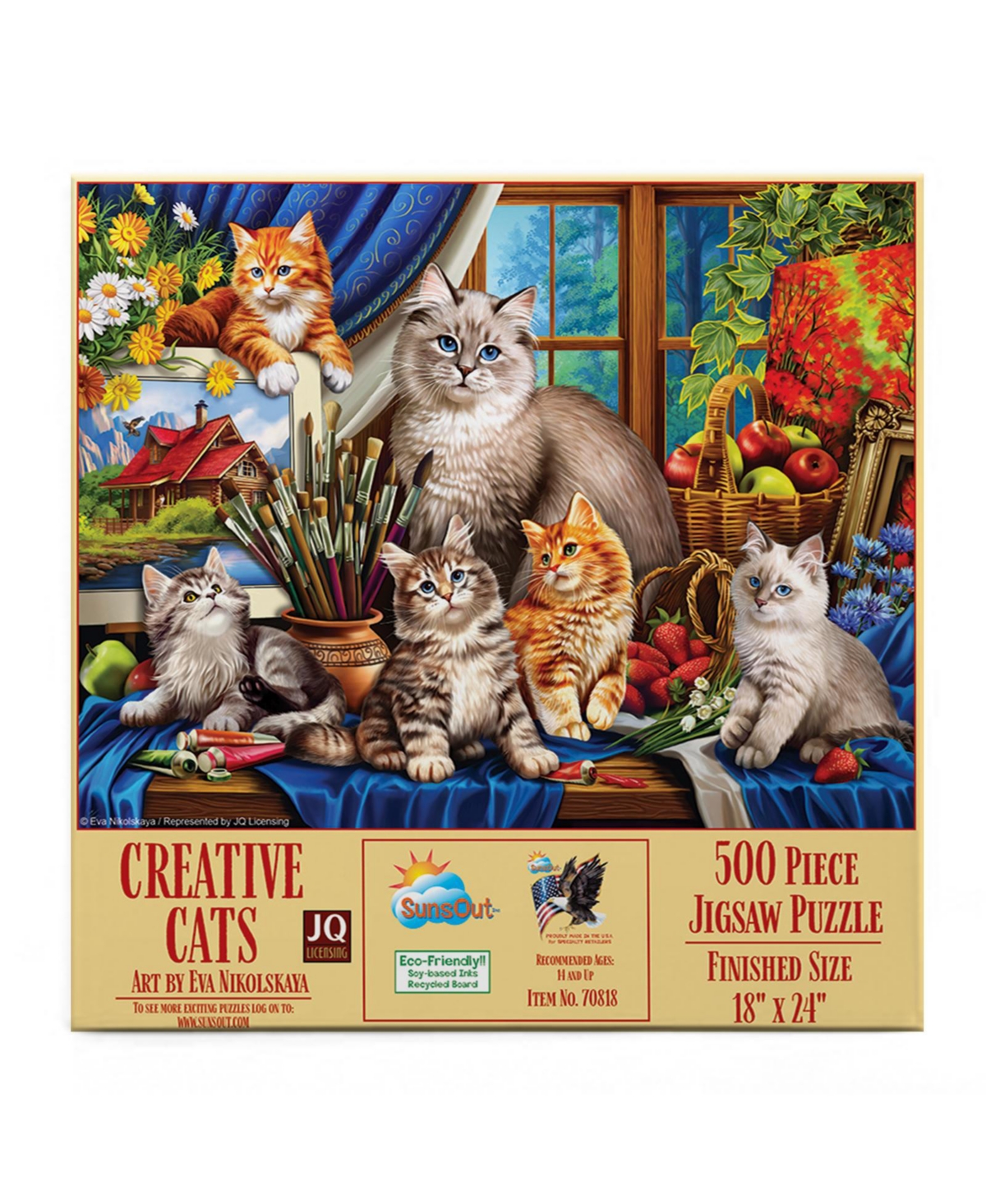SunsOut Creative Cats 500 piece Jigsaw Puzzle for Adults