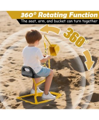 Kids Metal Sand Digger Ride On Toy Excavator with 360° Swivel Seat