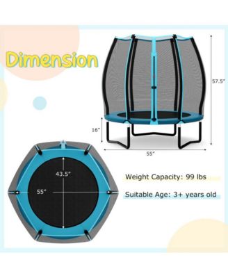 Kid's Indoor Trampoline with Safety Enclosure Bungee Cords and Galvanized Steel Frame