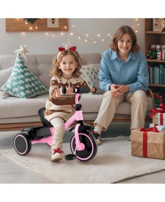 Kids Toddler Tricycle with Adjustable Seat Storage Basket and Safe Steering Design