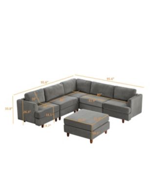 Corduroy 6-Seater Modular Sectional Sofa