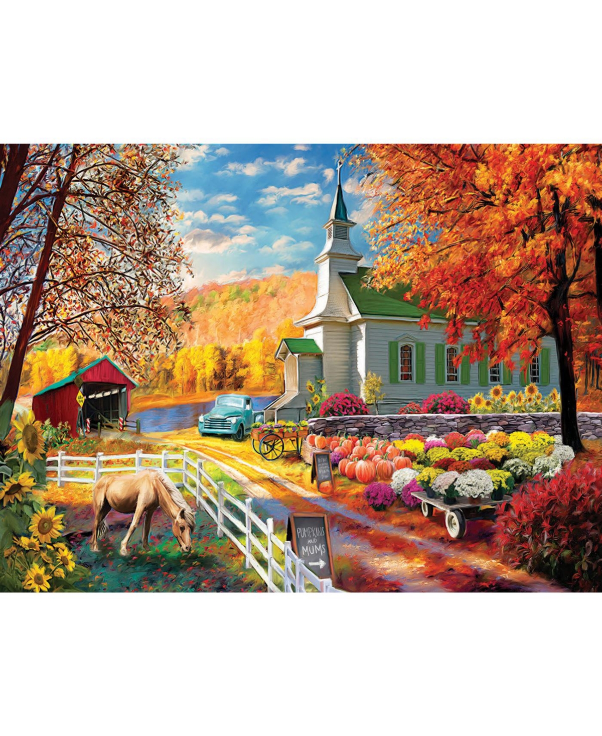SunsOut Fall church 1000 piece Jigsaw Puzzle for Adults