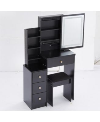 Streamdale Compact Bedside Vanity Table with LED Mirror