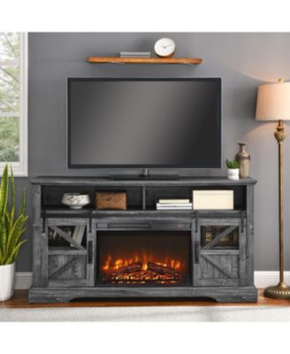 26 inch electric fireplace insert, ultra thin heater with log set & realistic flame, remote control with timer, overheating protection