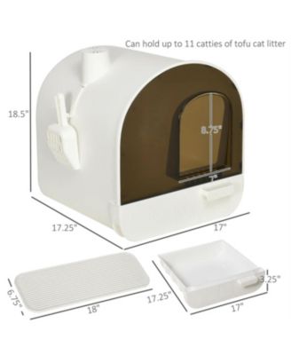 Pure White Cat Litter Box with Lid Scoop and Filter A Clean Look for a Fresher Home