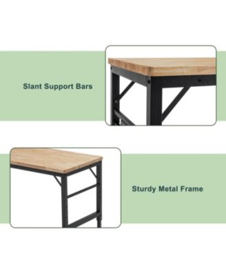 Adjustable Height Workbench, 60" Rubber Wood Top with Power Outlets, 2000 lbs Capacity