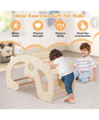 2-in-1 Rocking Horse Arch for Kids with Rocker Arch Climber Comfortable Backrest
