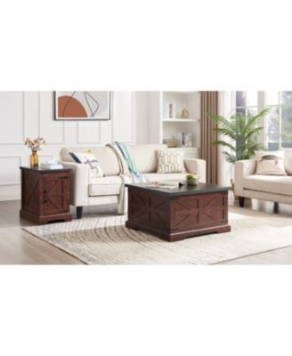  Rustic Farmhouse Coffee & End Table Set with Lift Top